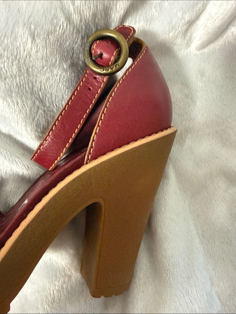 Marc By Marc Jacobs Burgundy Platform Chunky Heel Sandals - Picture 6 of 14